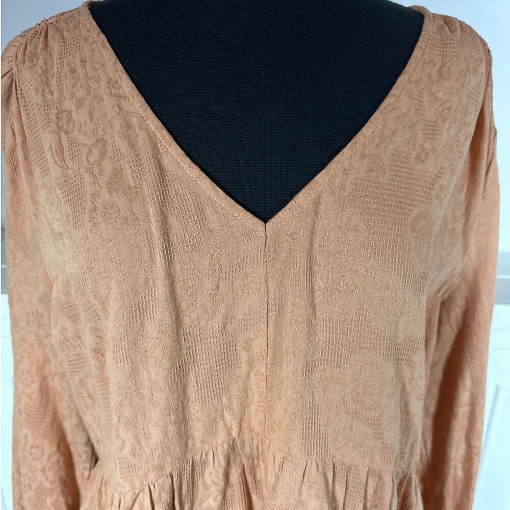 Umgee 3/4 Sleeve V-Neck Tiered Maxi Dress V-Back Cotton Boho Pullover Size 1X - Picture 4 of 15